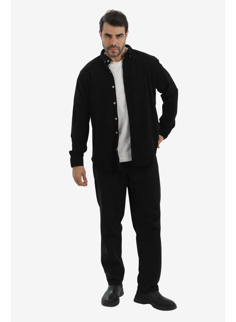 WHITE RABBIT “Slim Fit Black Corduroy Shirt for Men” - Image 4
